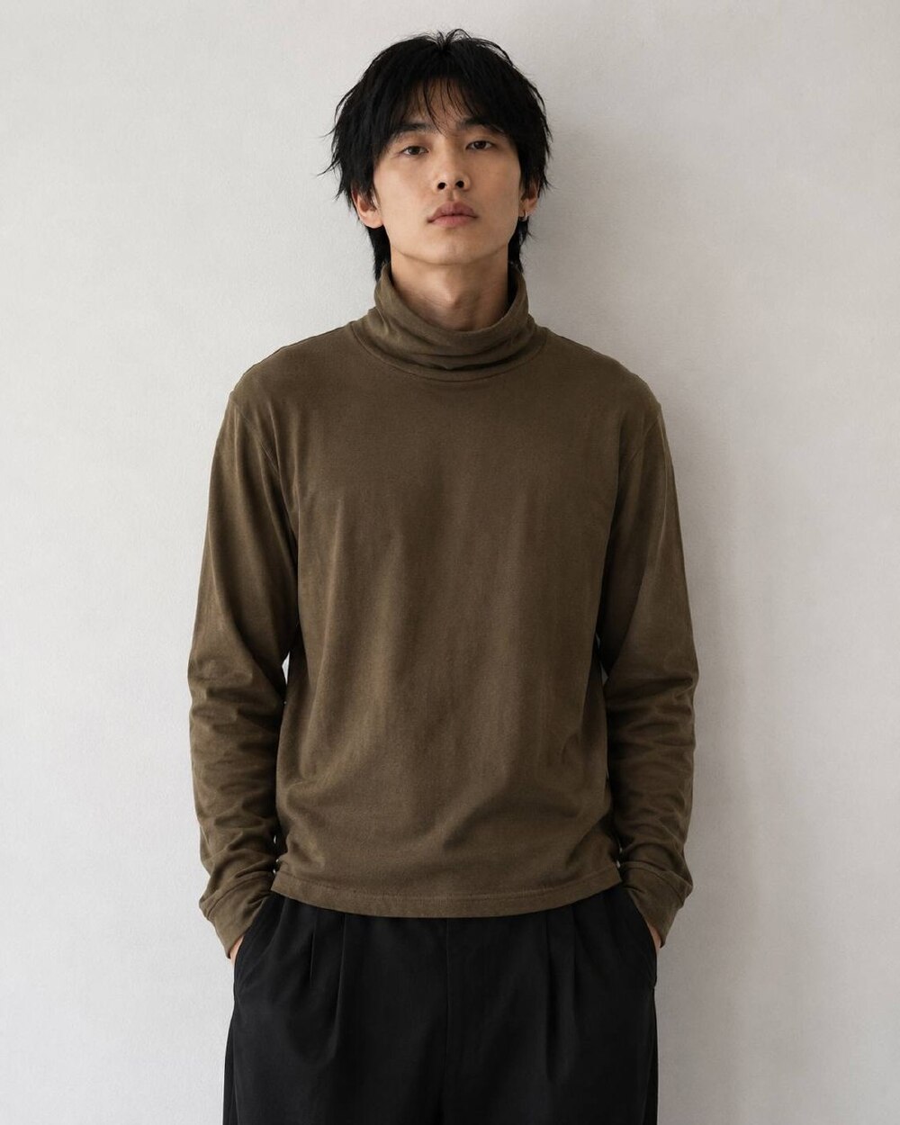 Yohji Yamamoto Olive Brown Cotton Turtleneck M